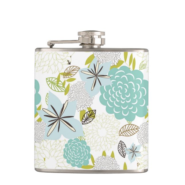 Floral background 5 hip flask (Front)