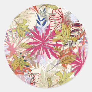 Floral background 6 classic round sticker