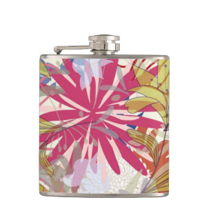 Floral background 6 hip flask