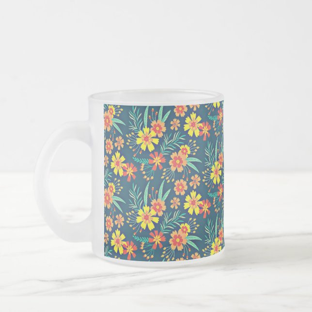 Floral Background Beautiful Design-46566 Frosted Glass Coffee Mug (Left)