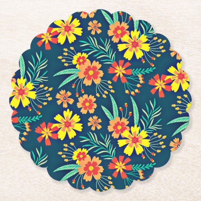 Floral Background Beautiful Design-46566 Paper Coaster (Front)