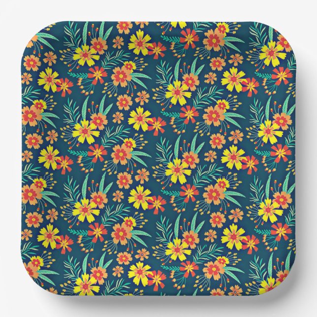 Floral Background Beautiful Design-46566 Paper Plate (Front)
