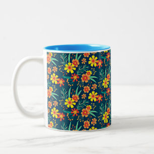 Floral Background Beautiful Design-46566 Two-Tone Coffee Mug