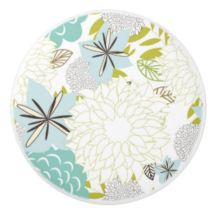 Floral background ceramic knob