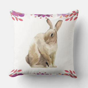 Floral Background Easter Bunny Cushion