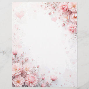 Floral background for a paper letter, for Valentin Custom Letterhead