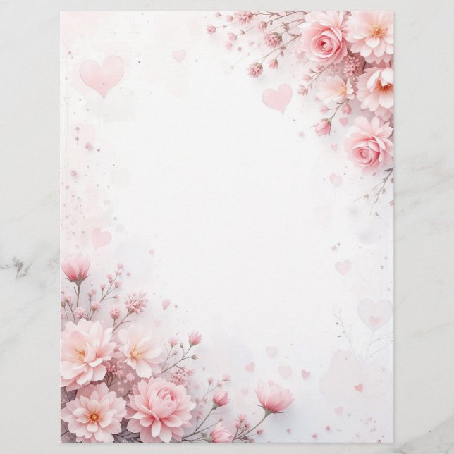 Floral background for a paper letter, for Valentin Custom Letterhead (Front)