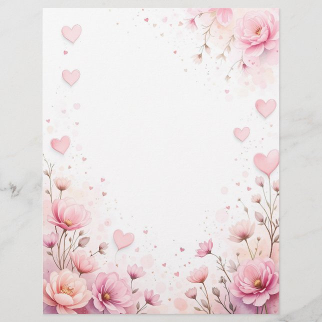 Floral background for a paper letter, for Valentin Custom Letterhead (Front)
