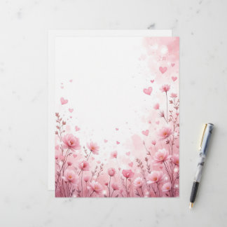 Floral background for a paper letter, for Valentin Custom Letterhead