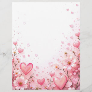 Floral background for a paper letter, for Valentin Custom Letterhead