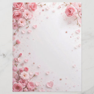 Floral background for a paper letter, for Valentin Custom Letterhead