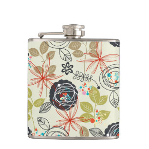 Floral background hip flask