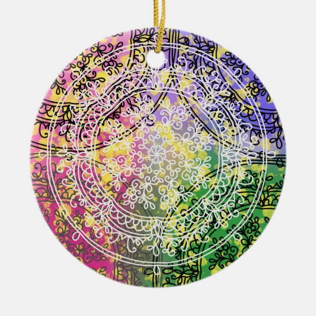 Floral background  manda throw pillow ceramic tree decoration (Front)