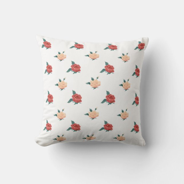 Floral background of roses blossoms cushion (Front)