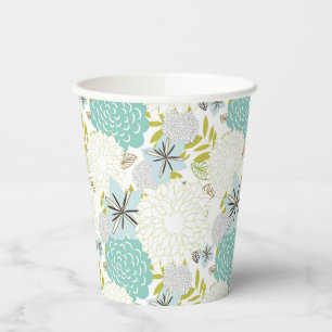 Floral background paper cups