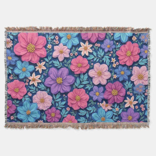 Floral background, pink and purple, throw blanket