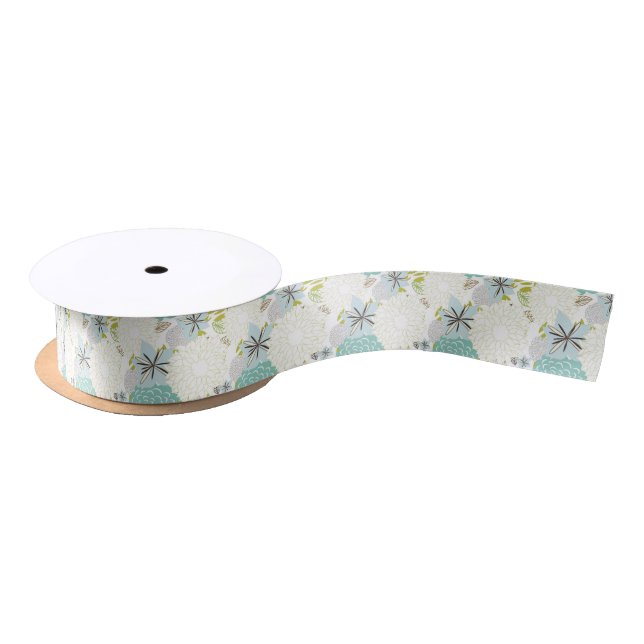 Floral background satin ribbon (Spool)