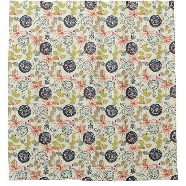 Floral background shower curtain (Front)