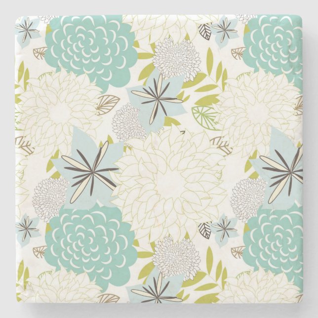 Floral background stone coaster (Front)