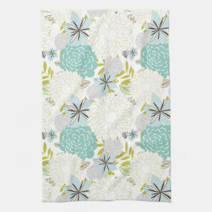 Floral background tea towel