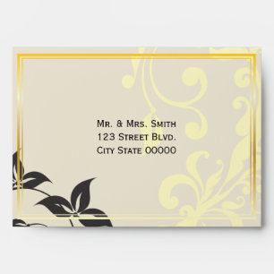 Floral Background with Gold Frame Envelope