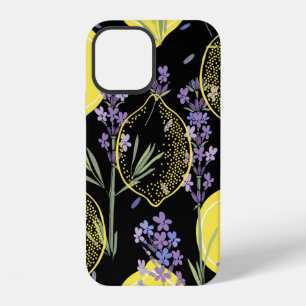 Floral background with hand-drawn lavender flowers iPhone 12 case