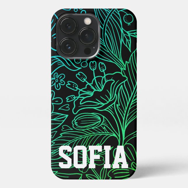 Floral background with name phone case (Back)