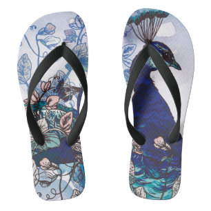Floral Background with Peacocks Jandals