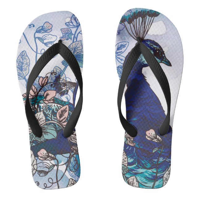 Floral Background with Peacocks Jandals (Footbed)