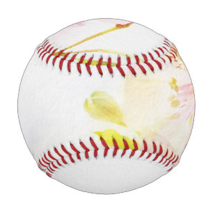 floral background with watercolor flowers baseball