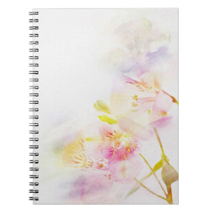 floral background with watercolor flowers notebook