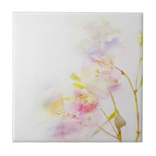 floral background with watercolor flowers tile