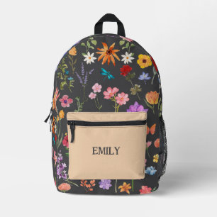 Floral Backpack - Personalised Name School Bag