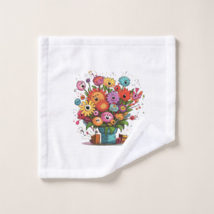 Floral badge Flowers, gift, any occasion  Wash Cloth