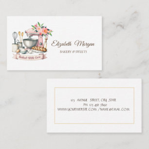 Floral Bakery Pastry Retro Mixer Business Card
