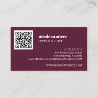 Floral Bakery Patisserie stripe burgundy QR CODE