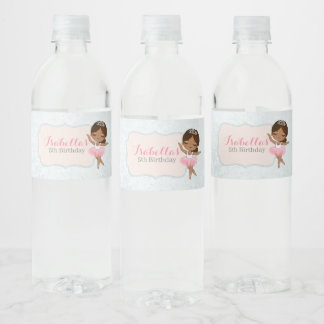 Floral Ballerina Birthday Water Bottle Labels