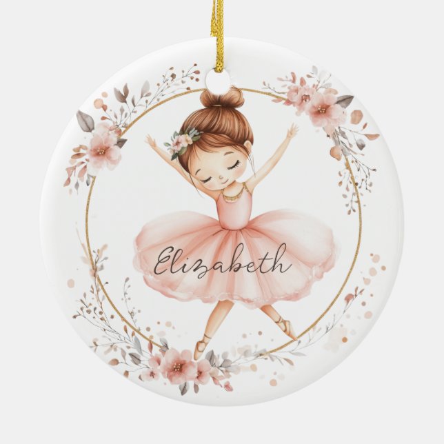 Floral Ballerina Ceramic Tree Decoration (Back)