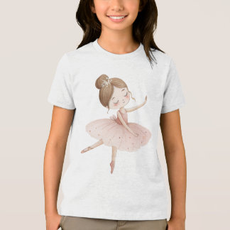 Floral Ballerina Watercolor Girl Pink Tutu Flower Tri-Blend Shirt