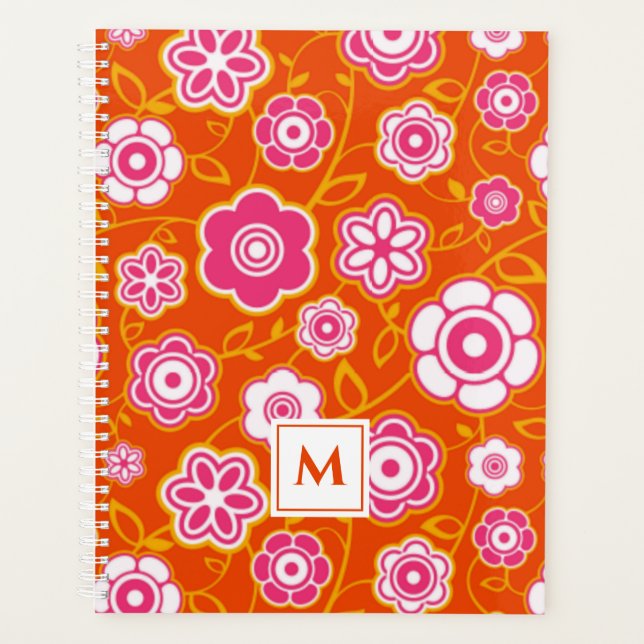Floral Bandanna Print Monogram Planner (Front)