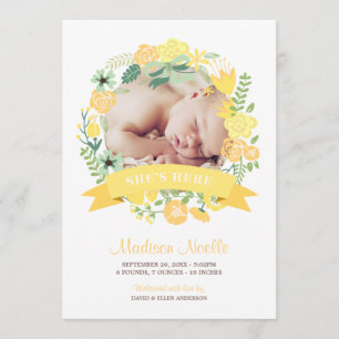 Floral Banner   Birth Announcement