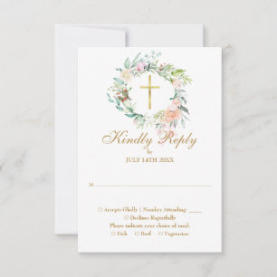 Floral Baptism Christening First Holy Communion RSVP Card