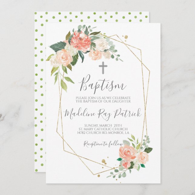 Floral Baptism Invitation (Front/Back)