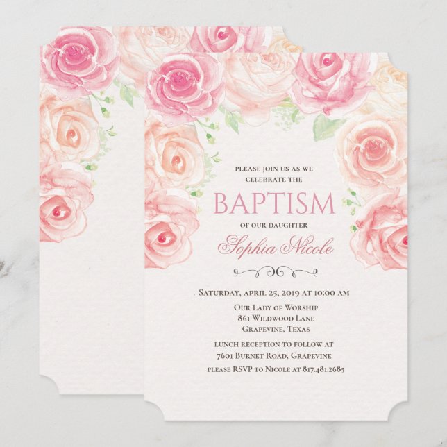 Floral Baptism Invitation (Front/Back)
