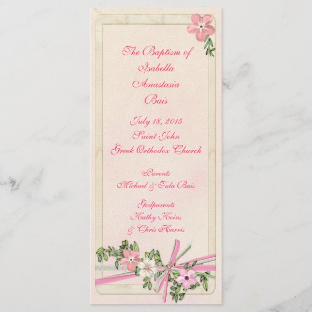 Floral Baptismal program 1/5 Programme (Front)