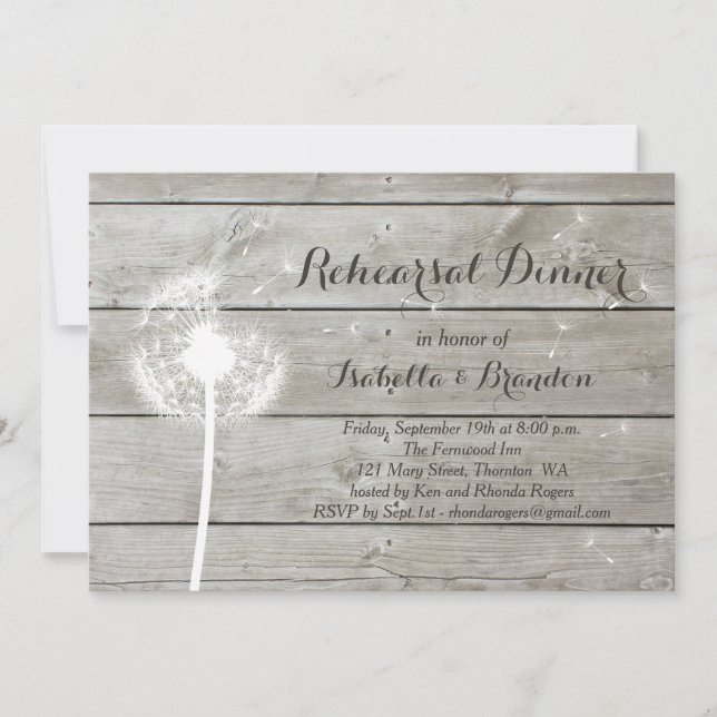 Floral Barn Board Rehearsal Dinner Invitation (Front)