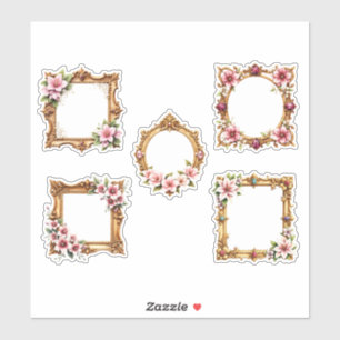 Floral Baroque Frame Cutout Sheet of Stickers