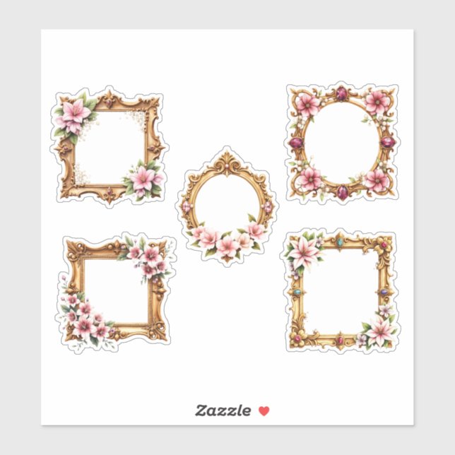 Floral Baroque Frame Cutout Sheet of Stickers (Sheet)