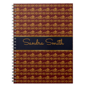 Floral baroque style burgundy pattern notebook
