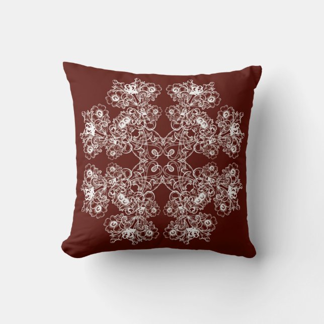 Floral baroque style maroon  pattern. cushion (Front)